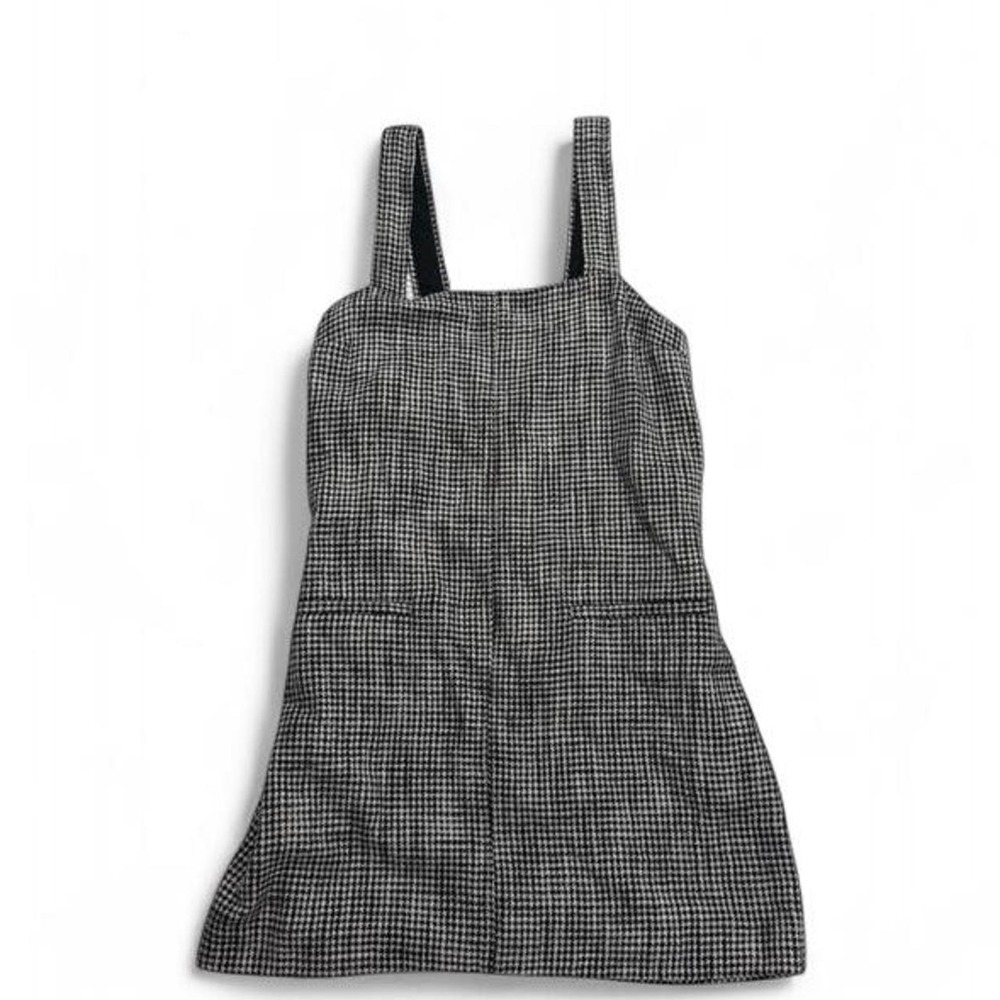Abercrombie & Fitch Houndstooth Cotton Blend Tweed Pinafore Mini Jumper Dress